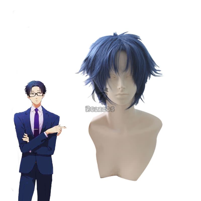  WotaKoi Love is Hard for Otaku Hirotaka Nifuji 45cm Blue Short Men Synthetic Cosplay Wig