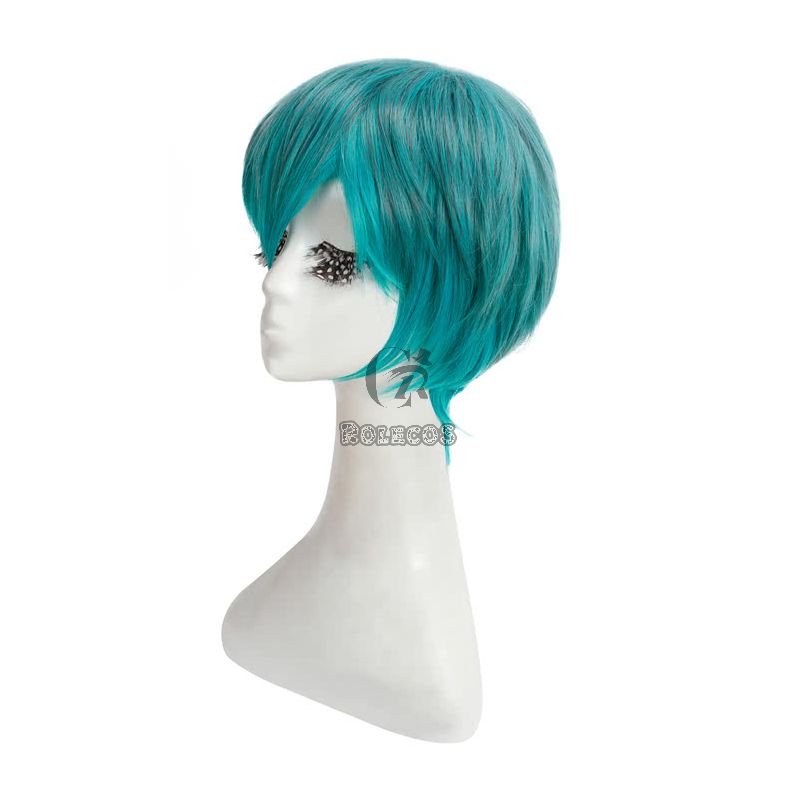 30cm short mix green straight cosplay party wig