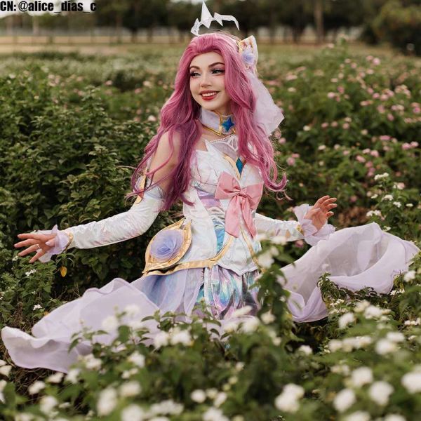 【In Stock】【Size: S-2XL】LOL Crystal Rose Seraphine Cosplay Costume